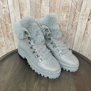 Jessica Simpson Norina Fashion Boot (Silver Fine Glitter) Size 6 Women